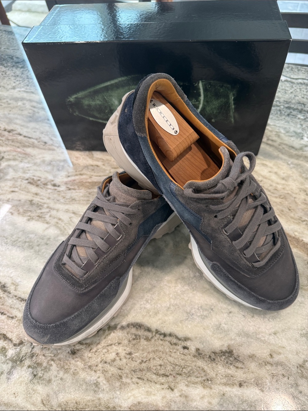 Magnanni Gray Suede & Nubuck Men's Sneakers